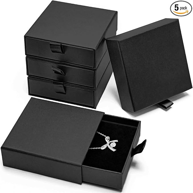 Mirgrmle Jewelry Box, 5Pcs Jewelry Boxes for Women 3.5×3.5x1 Inch Jewelry Gift Box, Cardboard Jewelry Gift Necklace Ring E...