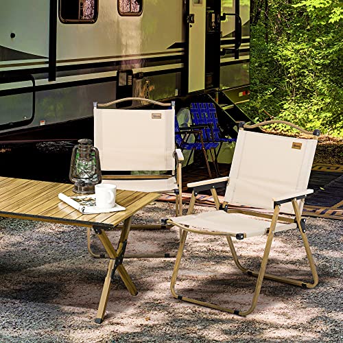 Outsunny 2 Pack Folding Camping Chair, Lightweight & Portable Beach Chairs Armchairs, Perfect for Festivals, Fishing, Picn...