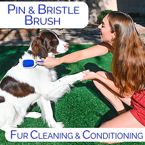 Horicon Pet 6 In 1 Premium Dog Brush Set - Dog Grooming Brushes - Ball Pin & Bristle Brush, Curved Blade Dematting Comb, S...