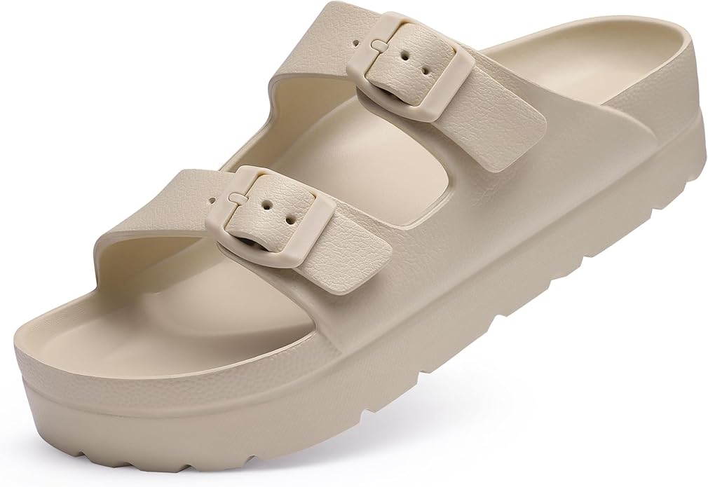 Goosecret Women's Platform Sandals with Arch Support, Chunky Lightweight Foam Slip on Slides, Comfortable Summer Beach San...