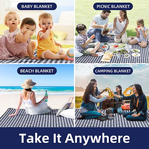 ZAZE Picnic Blankets Machine Washable, 80''x80'' Extra Large Waterproof Sandproof Foldable Compact Beach Blanket, Oversize...