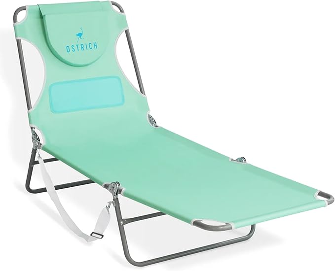 Ostrich the Ladies Comfort Lounger with Chest Support, Foldable and Portable Reclining Outdoor Patio Beach Lawn Camping Po...