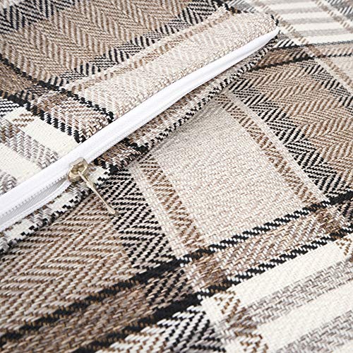 YOUR SMILE Retro Farmhouse Buffalo Tartan Chequer Stripe Plaid Cotton Linen Decorative Throw Pillow Case Cushion Cover Pil...