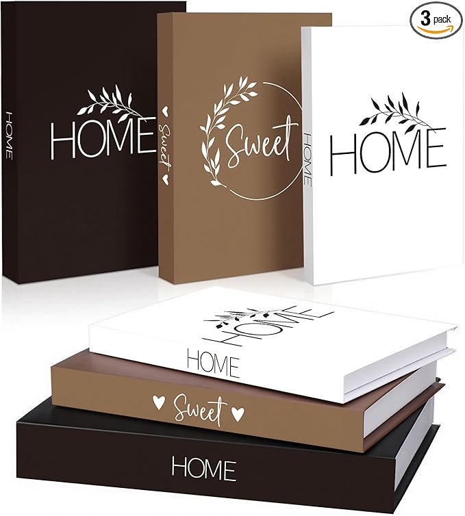 Thyle 3 Pcs Decorative Books Fake Faux Aesthetic Coffee Table Books Decoration for Living Room Bedroom Office Shelf Booksh...