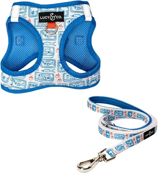 Lucy & Co. Tinned Fish Step-in Cat Harness & Leash Bundle – Reflective, Breathable & Adjustable Harness for Cats, Kittens...