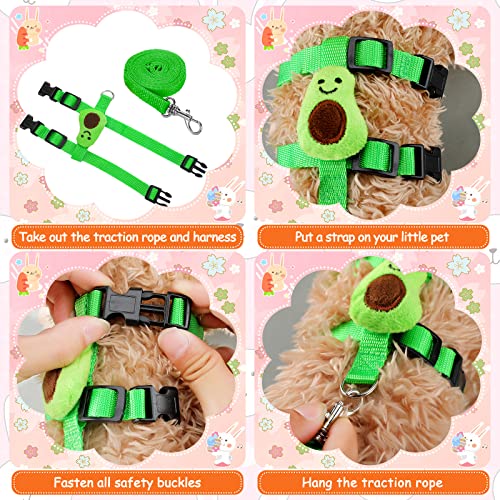 Tondiamo 4 Sets Adjustable Bunny Rabbit Harness and Leash Set Small Pet Cute Vest Harness Leash with Decoration for Bunny ...