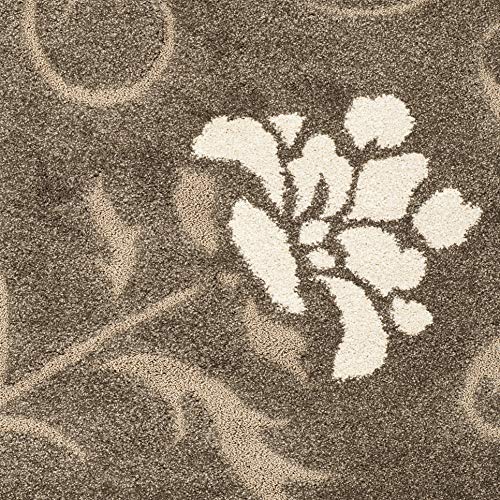 SAFAVIEH Florida Shag Collection Area Rug - 6' x 9', Smoke & Beige, Floral Design, Non-Shedding & Easy Care, 1.2-inch Thic...