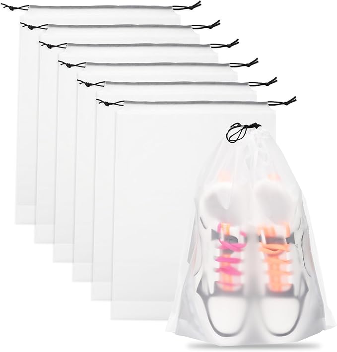Teskyer 6 Pack Shoe Bags for Travel – Transparent, Waterproof, Portable Shoe Storage for Packing (15.7" x 11.8") – Travel ...