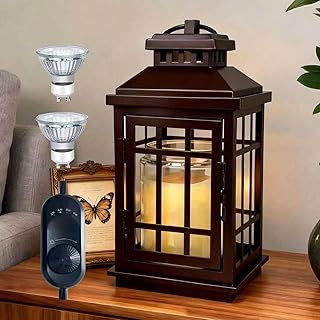 Candle Warmer Lamp with Timer, Farmhouse Enclosed Lantern Style for Jar Candles Under 4" in Diameter, Dimmable Auto Shut-O...