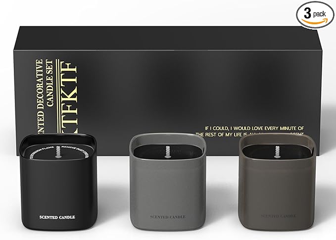 Men's Scented Candle Gift Set - 3 Pack Natural Soy Candles for Men,Teakwood, Sandalwood & Vanilla - Masculine Aromatherapy...