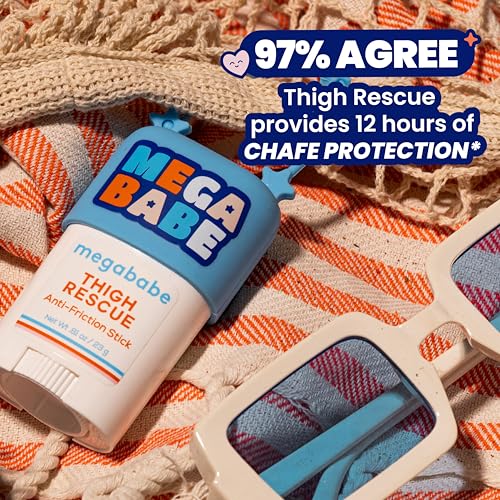 Megababe Thigh Rescue Anti-Chafe Stick Mini | Travel size, great for on-the-go | Prevents skin chafe & irritation | Thigh...