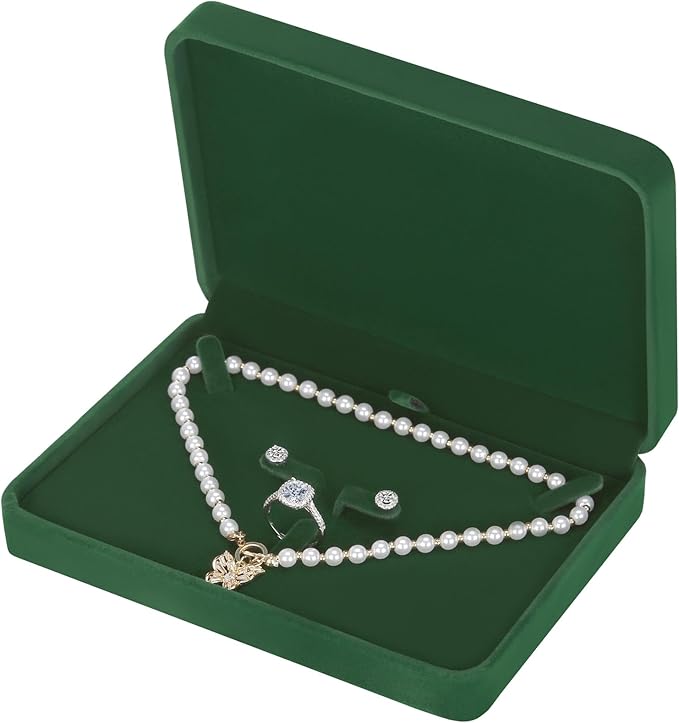 LETURE Large Velvet Jewelry Set Box, Big Necklace and Ring Earring Pendant Gift Box, Pearl Necklace/Chunky Necklace Jewelr...
