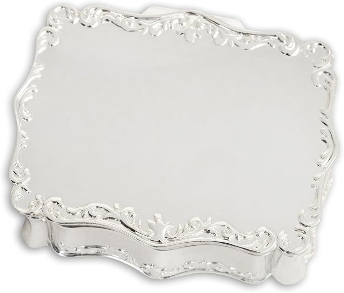 Cherished Moments Rectangle Shaped Jewelry Keepsake Box for Jewelry, Trinkets or Special Treasures, Silver Toned