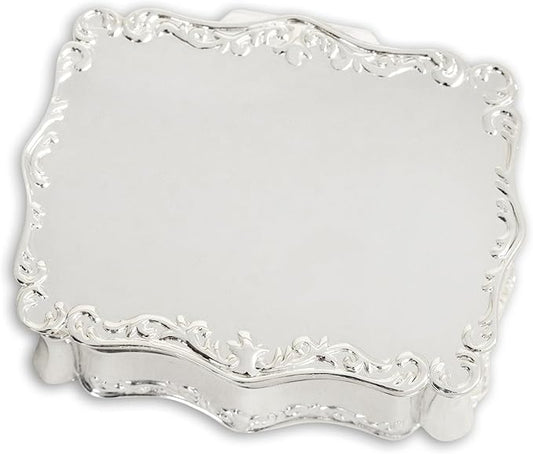 Cherished Moments Rectangle Shaped Jewelry Keepsake Box for Jewelry, Trinkets or Special Treasures, Silver Toned