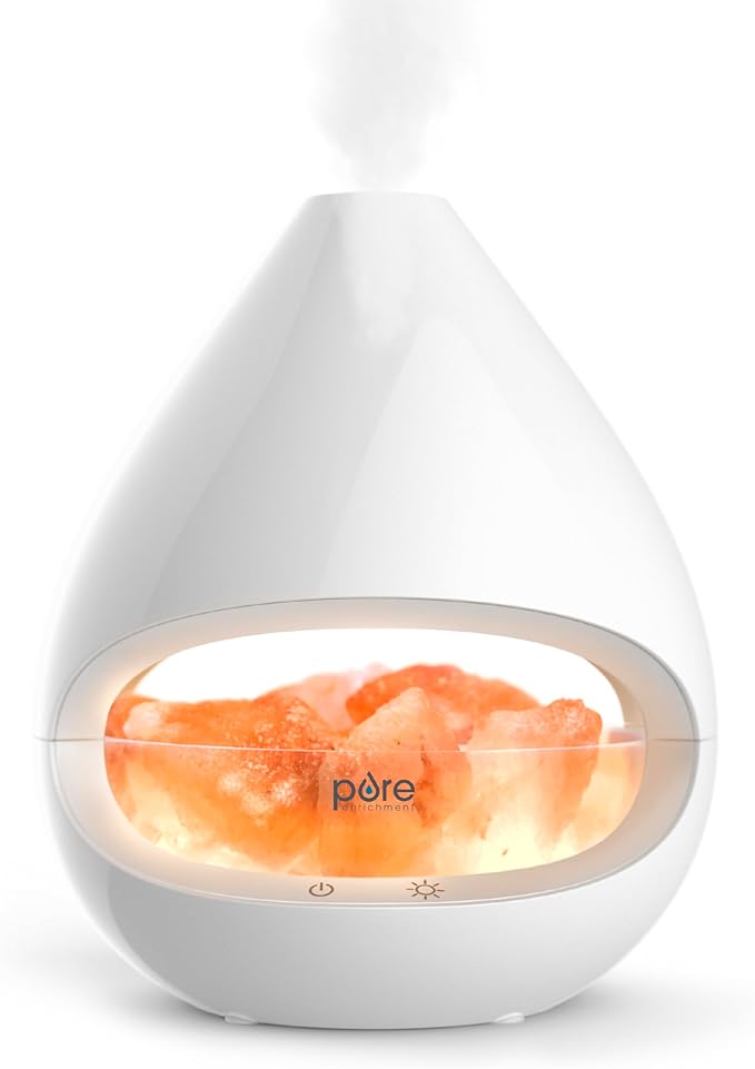Pure Enrichment PureGlow Crystal - 2-in-1 Himalayan Salt Lamp & Ultrasonic Essential Oil Diffuser, Original Salt Therapy L...