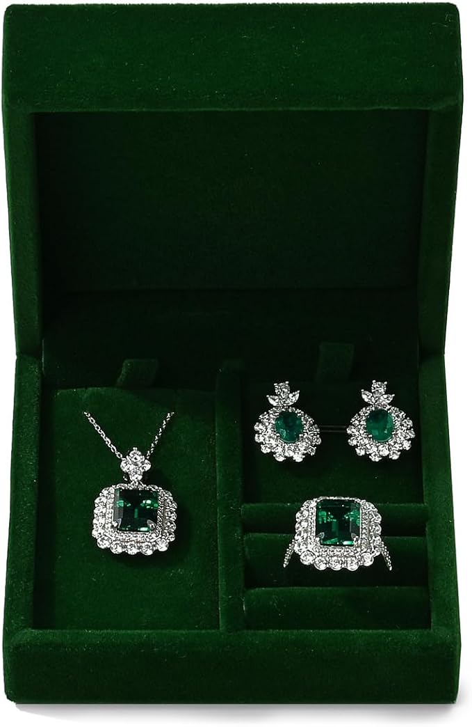 Papten 3 in 1 Velvet Jewelry Set Gift Box Earring Gift Box Ring Necklace Boxes Small Jewelry Storage Boxes for Travel Birt...