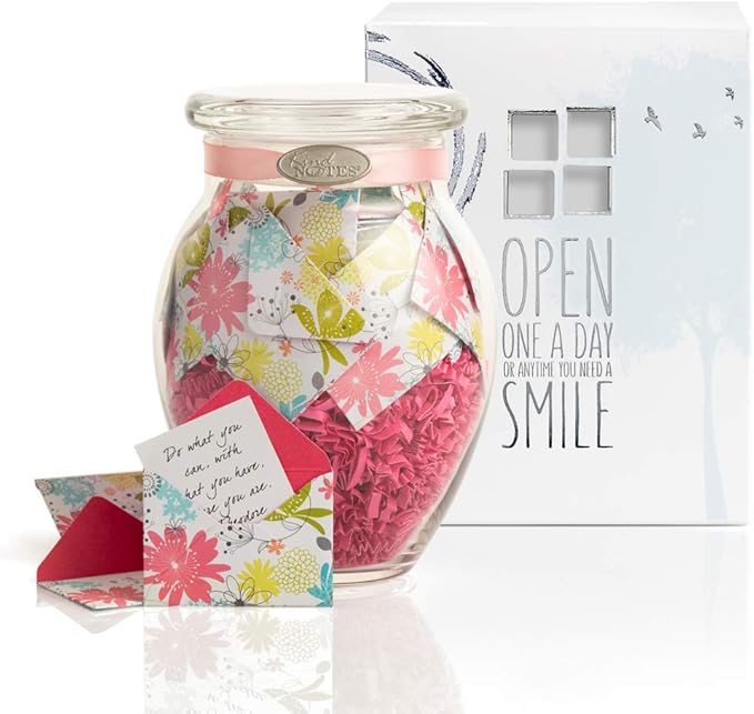 KindNotes Glass Keepsake Gift Jar with Sympathy Messages - Refreshing Floral