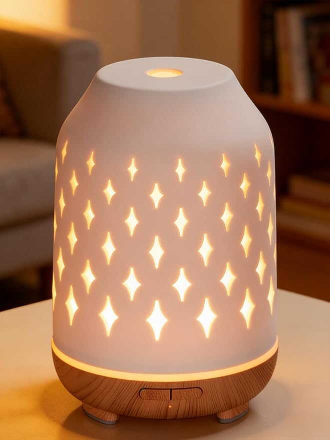 InnoGear Aromatherapy Diffuser, 150ml Ceramic Diffuser Ultrasonic Humidifier Cool Mist Essential Oil Diffusers for Home Ai...