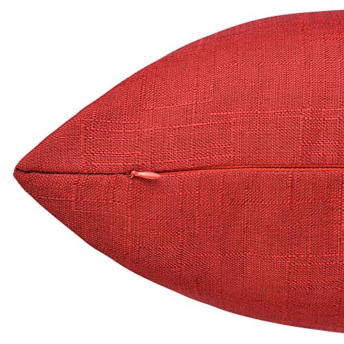 RainRoad Red Decorative Throw Pillow Cover for Sofa Couch Bedroom Car Cotton Linen Pillow Case Cushion Cover Set of 2,18x1...