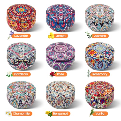 Scented Candle Gift Set,9-Pack Aromatherapy Soy Candles,No Toxic Mini Tealights with Floral Scents for Stress Relief & Rel...