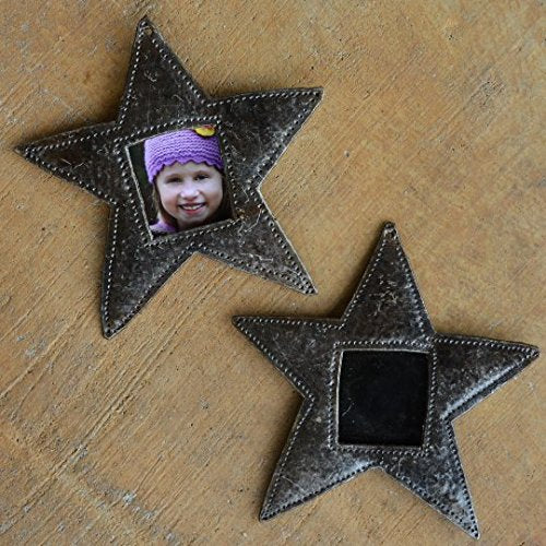 Handmade Star Frame Ornament Mini Picture Holder 4 x 4.5 Inches Haitian Art Christmas Ornament Collection, Unique Holiday ...