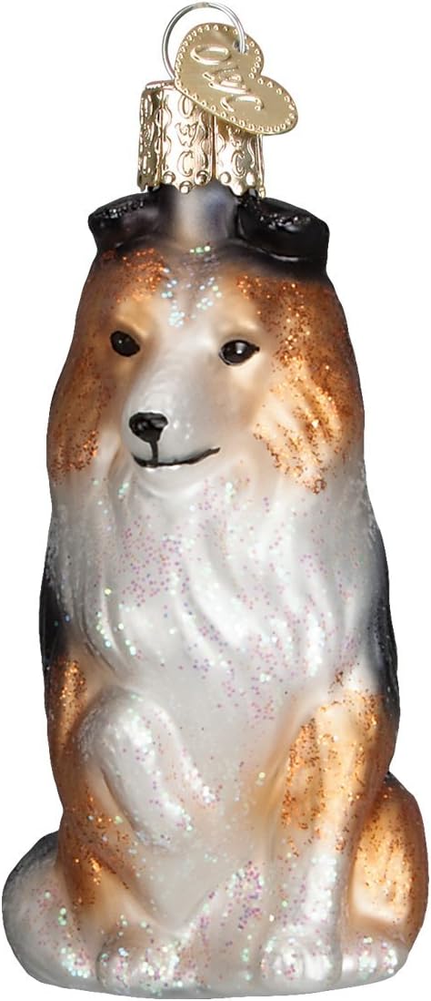 Old World Christmas Sheltie Glass Blown Ornament for Christmas Tree, Handcrafted Holiday Decoration, Dog Collection