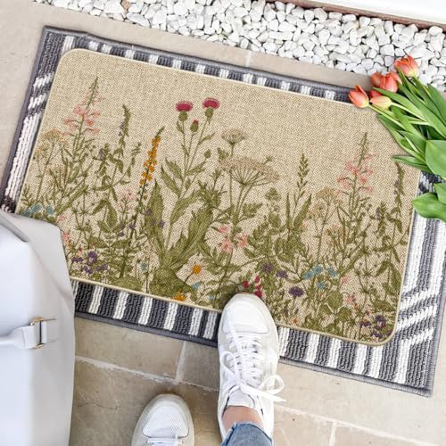 Artoid Mode Wildflower Spring Floral Doormat, Flowers Summer Home Decor Low-Profile Switch Rug Door Mat Floor Mat for Indo...
