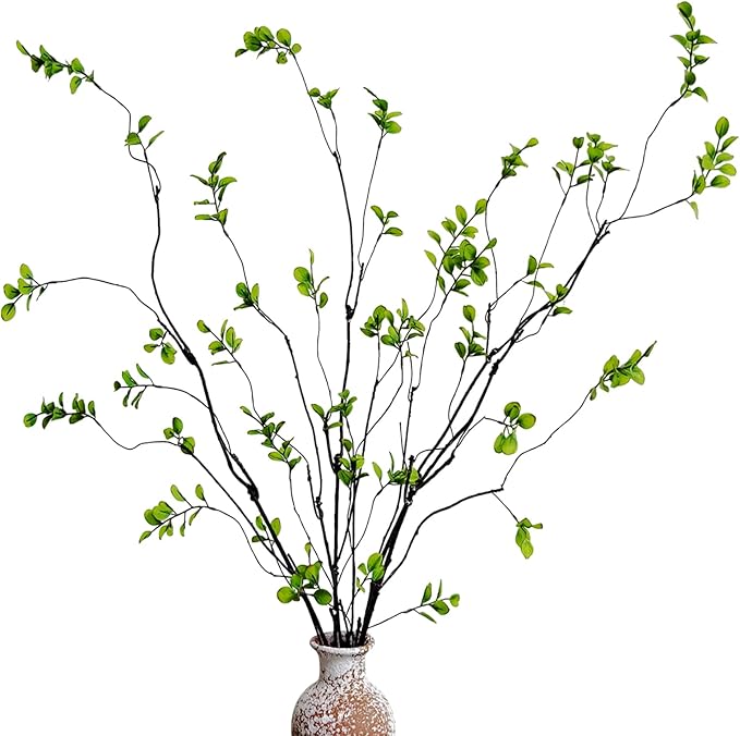 Cherica 4 Pcs Artificial Ficus Branches Faux Eucalyptus Stems, 47.2 Inch Fake Greenery Stems Artificial Plants for Vase Fi...