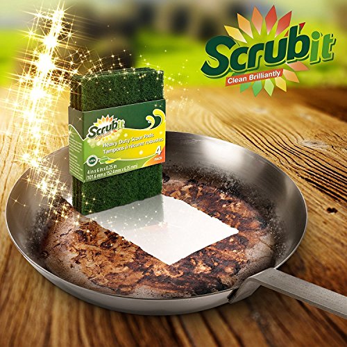 Scouring Pads - Heavy Duty Household Cleaning Scrubber with Non-Scratch Anti-Grease Technology - Reusable Scrubbing Pads -...