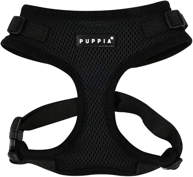 Authentic Puppia RiteFit Harness with Adjustable Neck, Black, Large