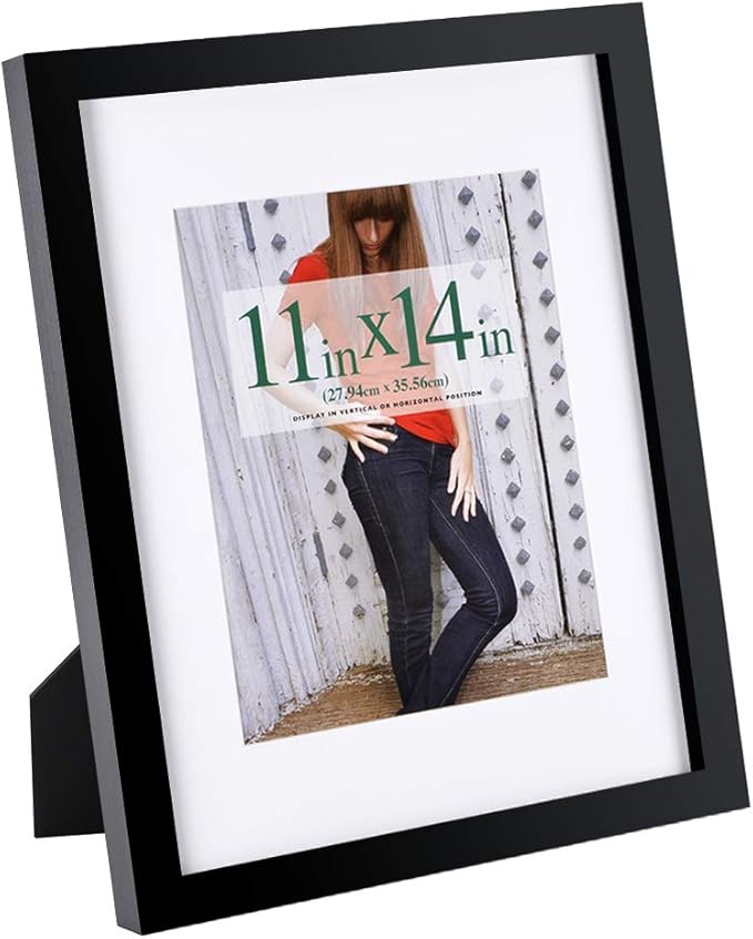 RPJC 11x14 inch Picture Frame Made of Solid Wood and High Definition Glass Display Pictures 8x10 with Mat or 11x14 Without...