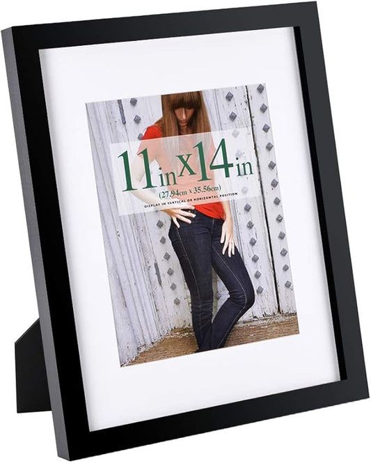 RPJC 11x14 inch Picture Frame Made of Solid Wood and High Definition Glass Display Pictures 8x10 with Mat or 11x14 Without...