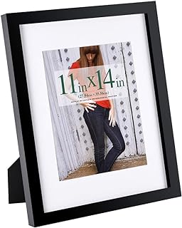 RPJC 11x14 inch Picture Frame Made of Solid Wood and High Definition Glass Display Pictures 8x10 with Mat or 11x14 Without...