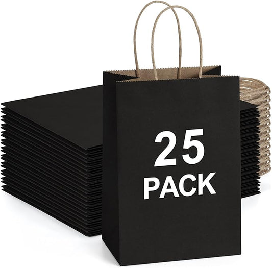 BagDream Kraft Paper Bags 25Pcs 5.25x3x8 Inches Small Paper Gift Bags with Handles Bulk for Party Favor, Retail, Merchandi...