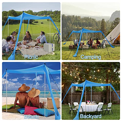 Beach Tent, Beach Canopy UPF50+ with Sandbags, Outdoor Shade 11x11 FT, Camping Tent Sun Shelter for Camping Trips, Fishin...