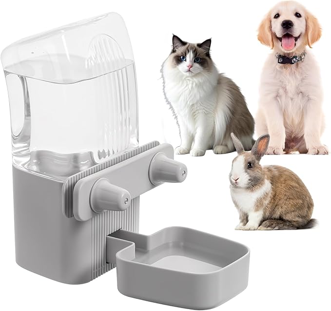 Kenond 50 oz Rabbit Water Dispenser,Gravity Dog Water Bowl Dispenser for Cage,Auto Water Bottle for Ferret,Cat,Dog and Oth...