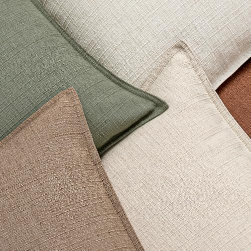 MIULEE Euro Sham Pillow Covers for Bed 26x26, 2 Pack Natural Linen Thick & Textured Decorative Throw Pillow Covers, Neutra...