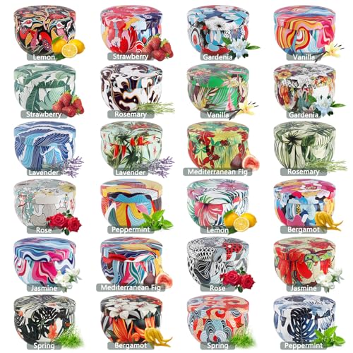 WPONSZU Set 24 Pack Scented Candles Gifts Soy Wax Travel Tin Jar Candles for Home 2.5 OZ jar Candles for Mom for Christma...