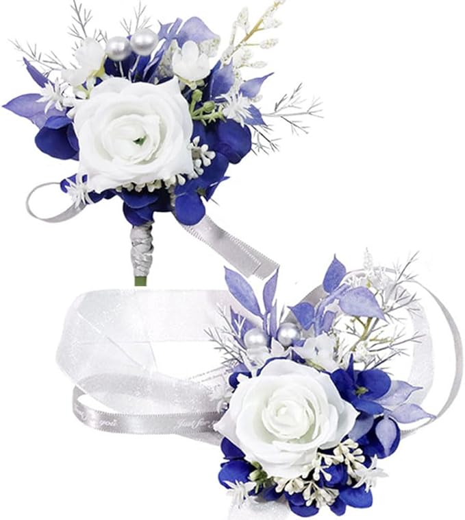 MAFELOE Wrist Corsage and Boutonniere Set for Prom Homecoming Wedding Party Celebration Artificial Flowers Accessories Sui...