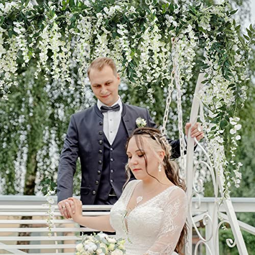 Veryhome 3Pcs 7.2Ft/Piece Artificial Flowers Wisteria Garland Artificial Wisteria Vine Hanging Flower Greenery Garland for...