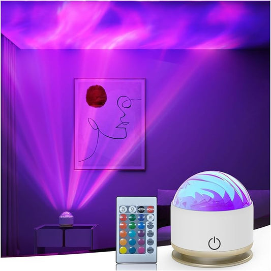 HUMIIEYE Northern Light Projector, Battery Operated Aurora Night Light, 16 Colors Galaxy Lamp Ocean Wave Ceiling Projector...