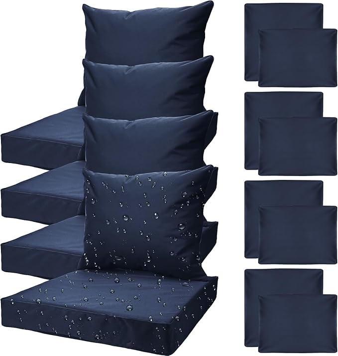 All Smiles Patio Furniture Replacement Chair Cushion Covers Set of 4 for Waterproof Resistant Outdoor Deep Set Cushion Cov...