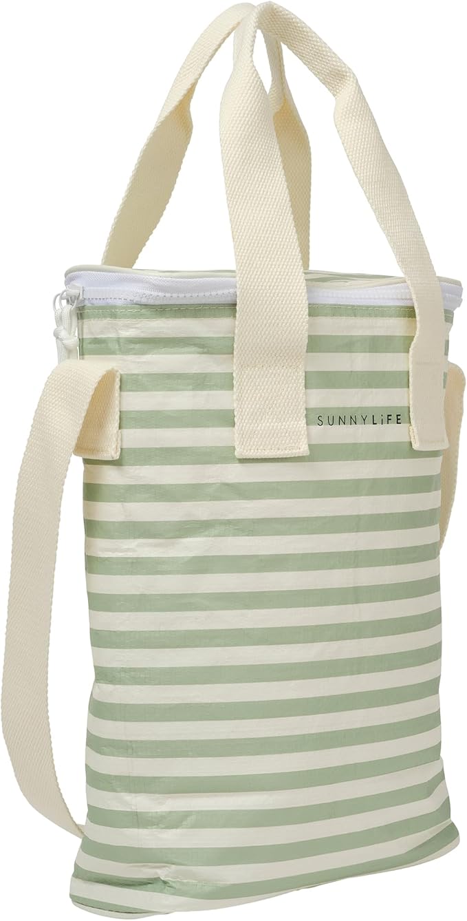SUNNYLiFE Light Cooler Drinks Bag, Sea Sage Stripe, PP/PEVA/EPE Material, 13.39 x 9.45 x 4.33 inches, 0.73 lbs, Insulated,...