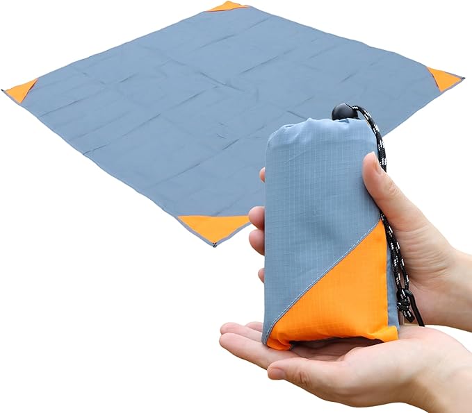 Orga'Neat Pocket Picnic Blanket, Sandproof Lightweight Pocket Camping Tarp, 55″x 60″ Foldable & Fits into Small Bag, Water...