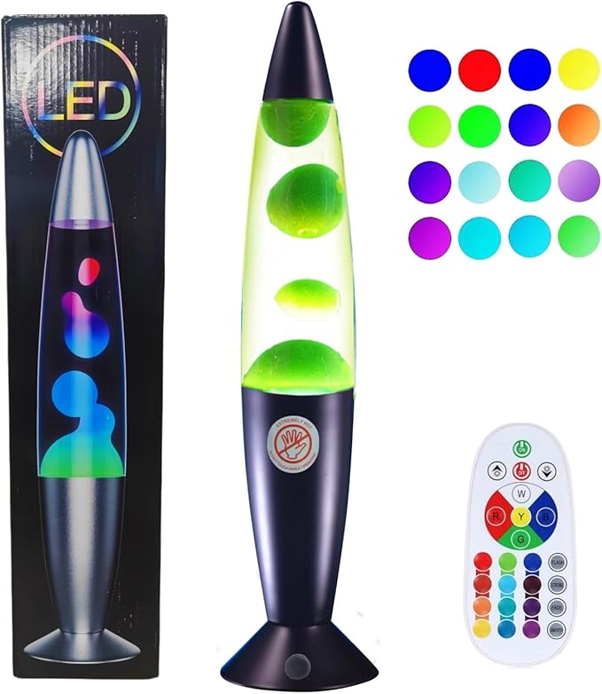 LEHAHA 13.5" LED Liquid Motion Lamp - Versatile Remote Control for 17 Unique Color Transitions, Soothing Liquid Night Ligh...