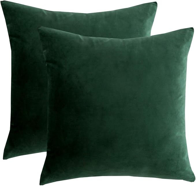 RainRoad Dark Green Decorative Throw Pillow Covers Cushion Cover Pillow Case for Sofa Couch Bed Chair,Soft Square Dark Gre...