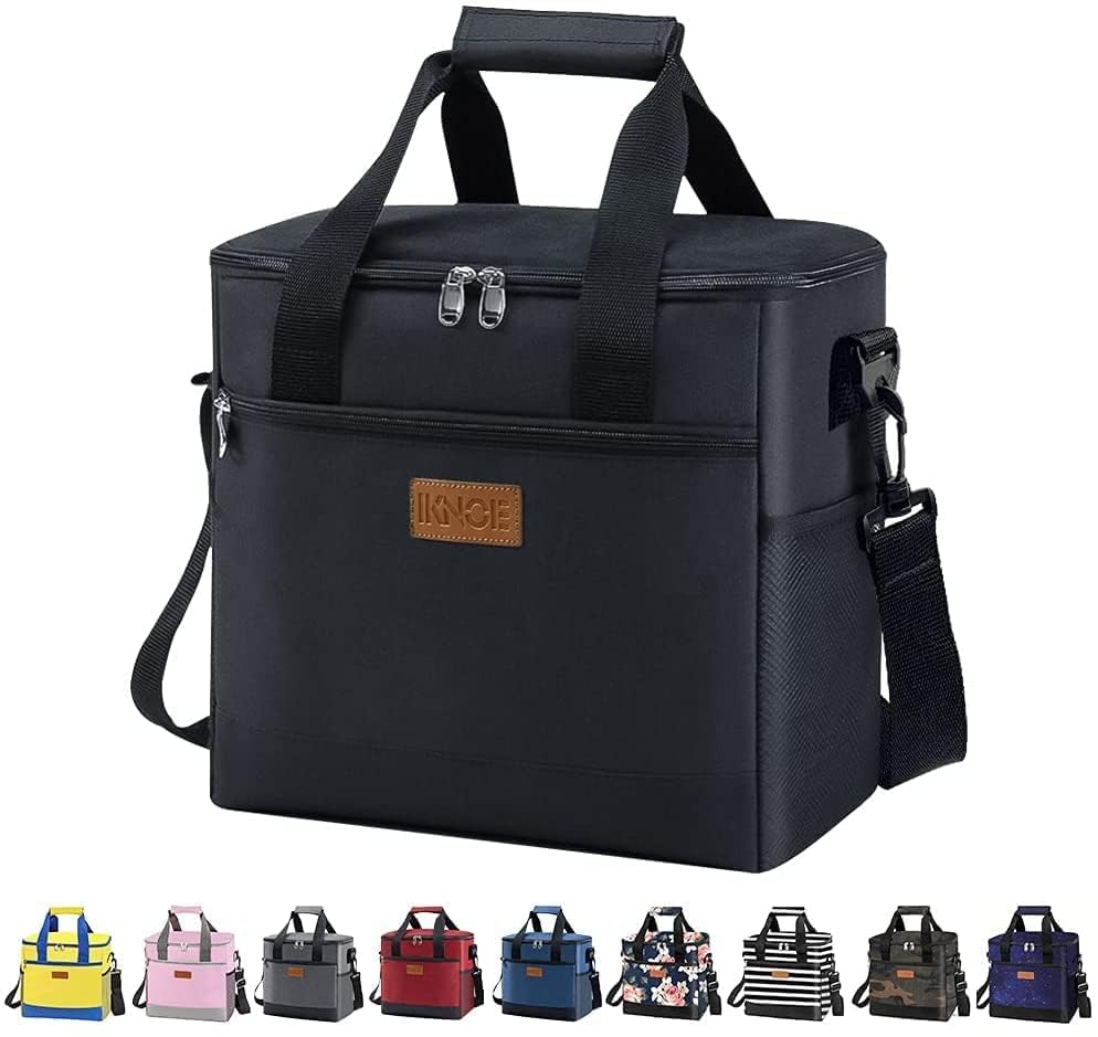 Iknoe Large Cooler Bag Collapsible 24 Can Insulated Bags Leakproof Lunch Cooler Tote with Multi-Pockets for Adult Insulate...