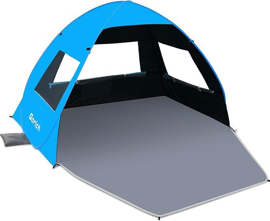 Gorich Easy Pop Up Beach Tent for 3-4 Person, UPF 50+ UV Protection Beach Umbrella Sun Shelter, Portable Lightweight Shade...