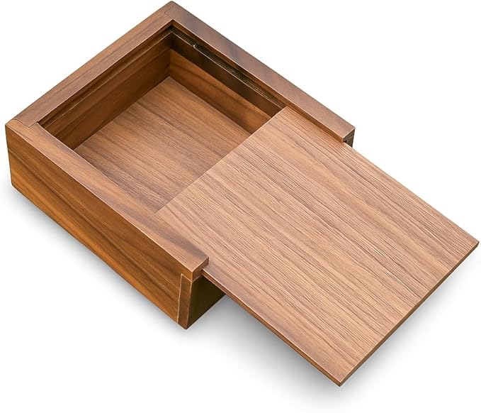 LONMAIX 3.7" x 3.7" x 1.6" Inch Walnut Jewelry Box for Rings, Earrings, Keepsakes | Wedding Gift, Elegant Present | Handcr...
