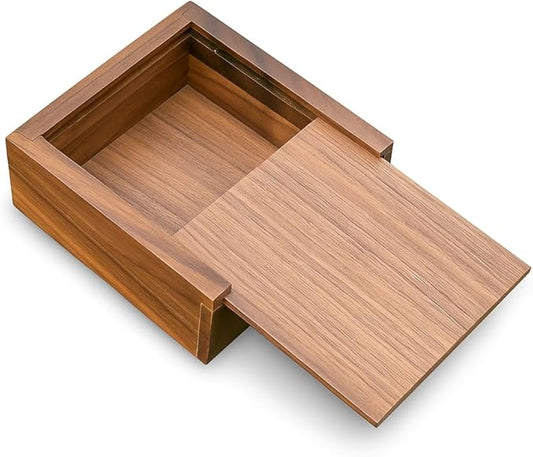 LONMAIX 3.7" x 3.7" x 1.6" Inch Walnut Jewelry Box for Rings, Earrings, Keepsakes | Wedding Gift, Elegant Present | Handcr...